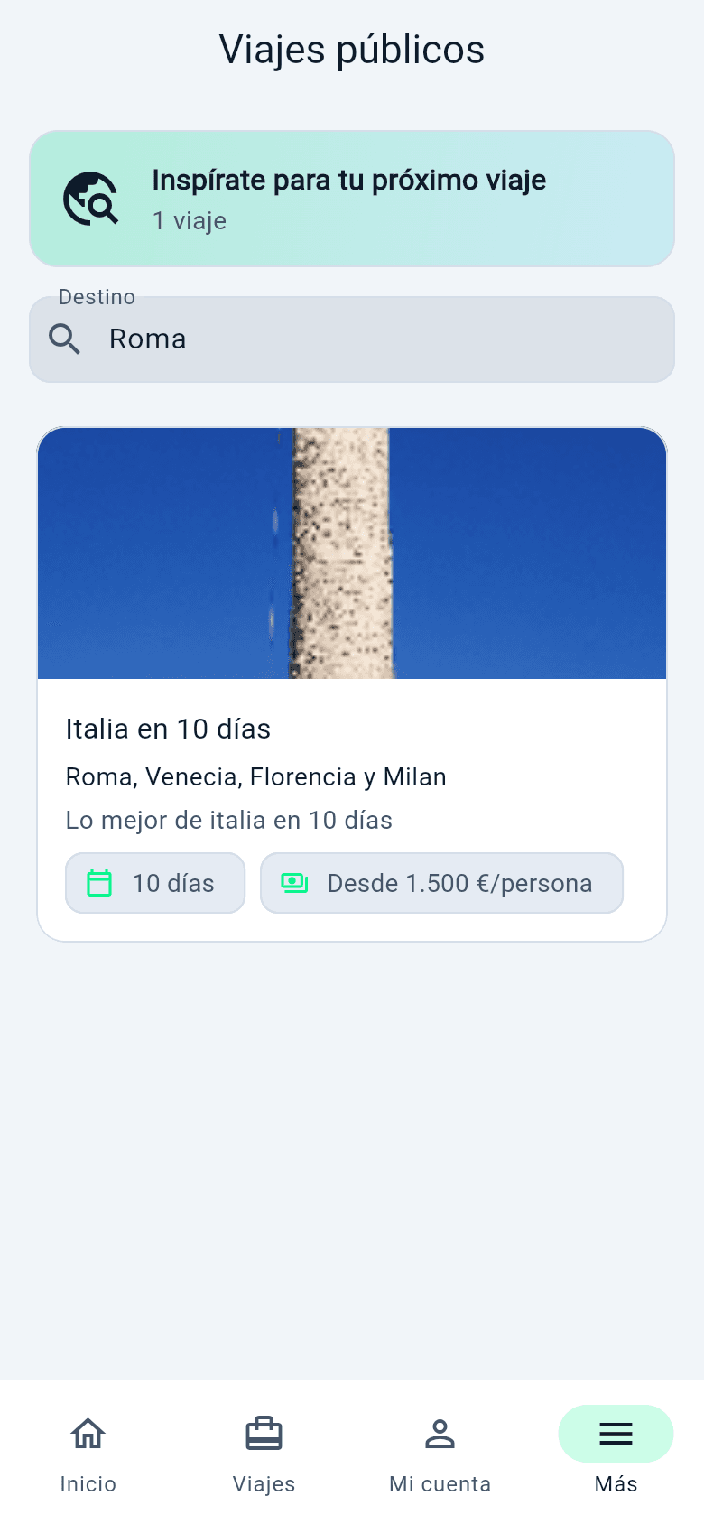 Explorador de viajes públicos de otros usuarios